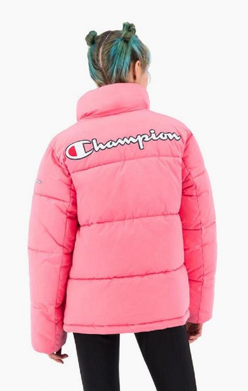 Champion Script Logo Back Polstret Jacket Jakker Dame Lyserød | 8935-GFBRN