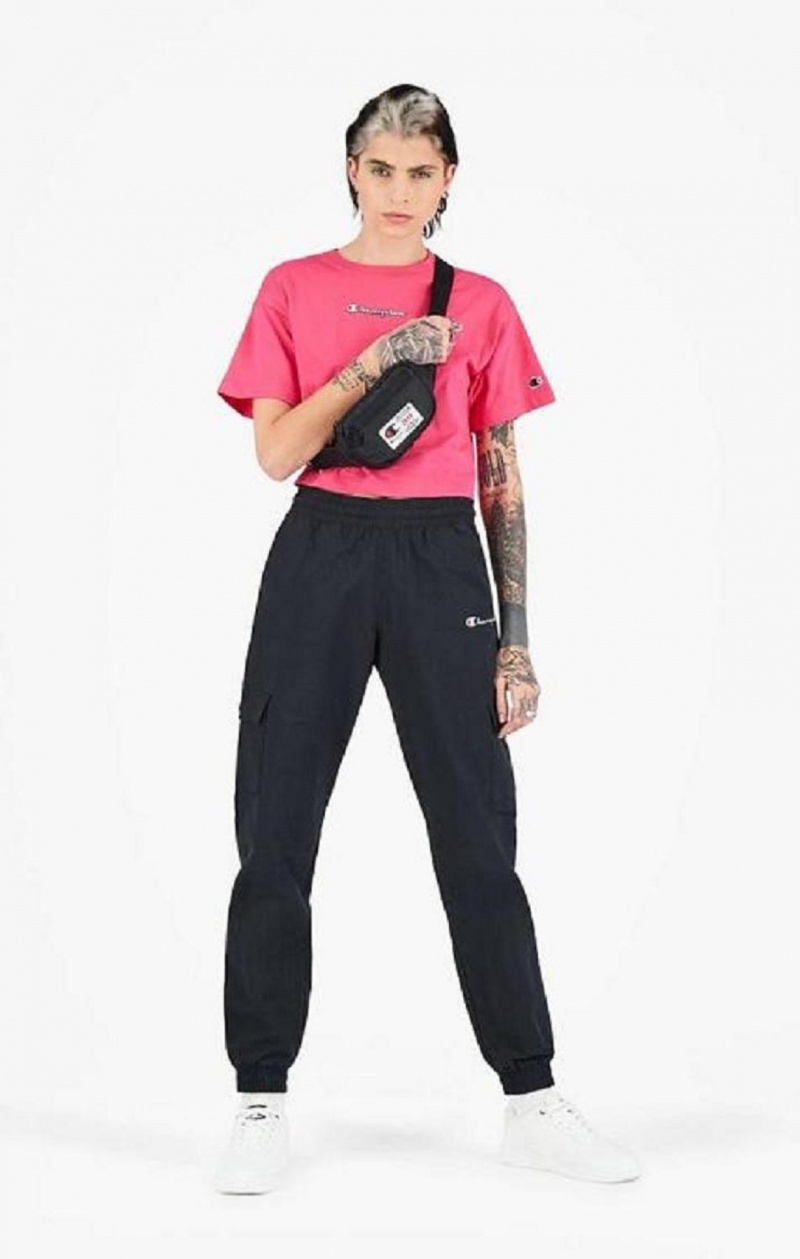 Champion Script Logo Cropped T-Shirt T Shirts Dame Mørkelyserød | 9402-MRCDE