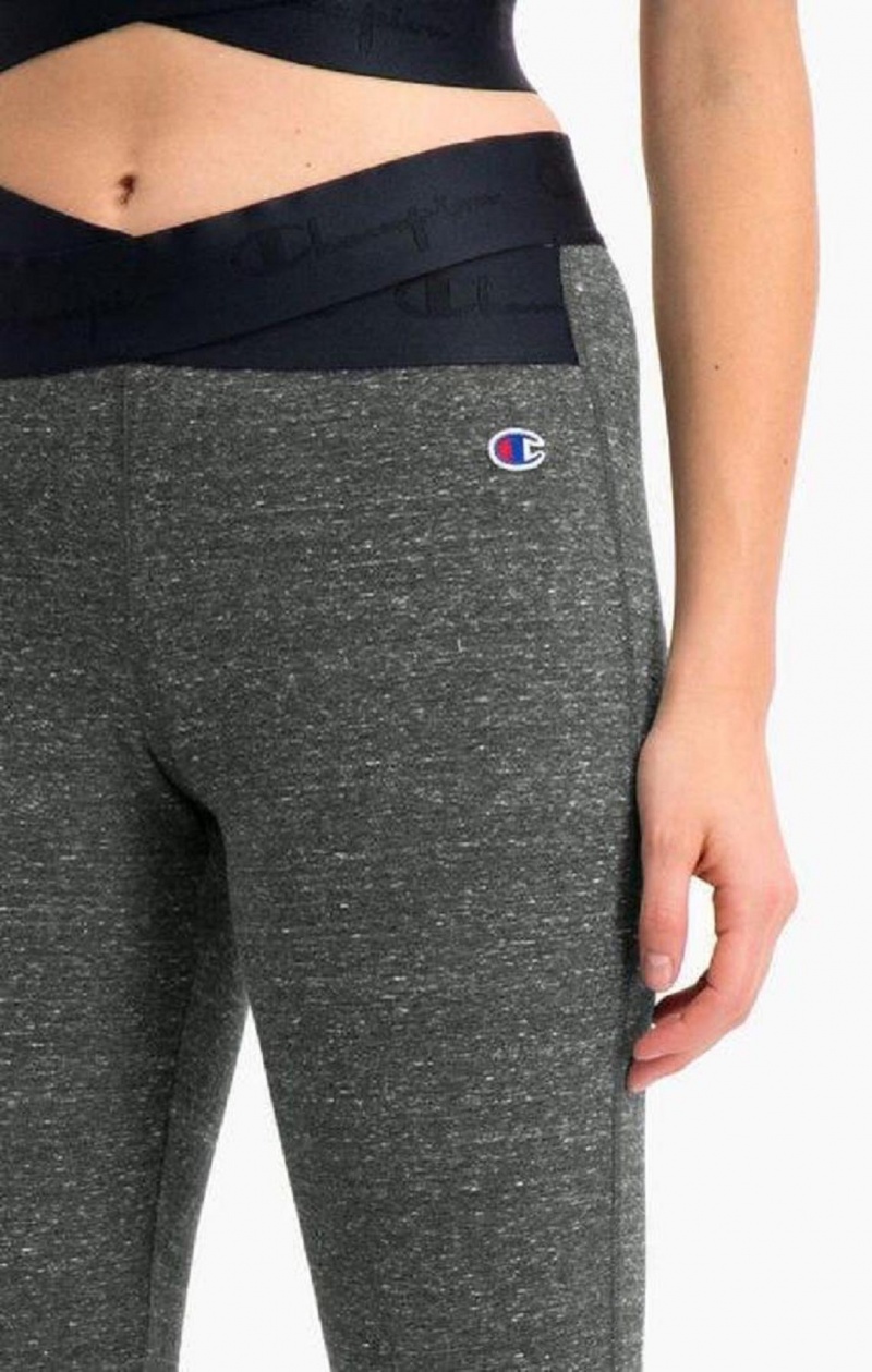 Champion Script Logo Crossover Trænings Leggings Joggingbukser Dame Mørkegrå | 6829-MVFGQ