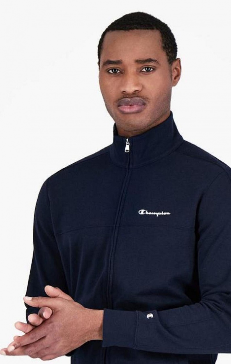 Champion Script Logo Detail Zip-Up Sweatsuit Træningsdragt Herre Mørkeblå | 8609-BIHAW