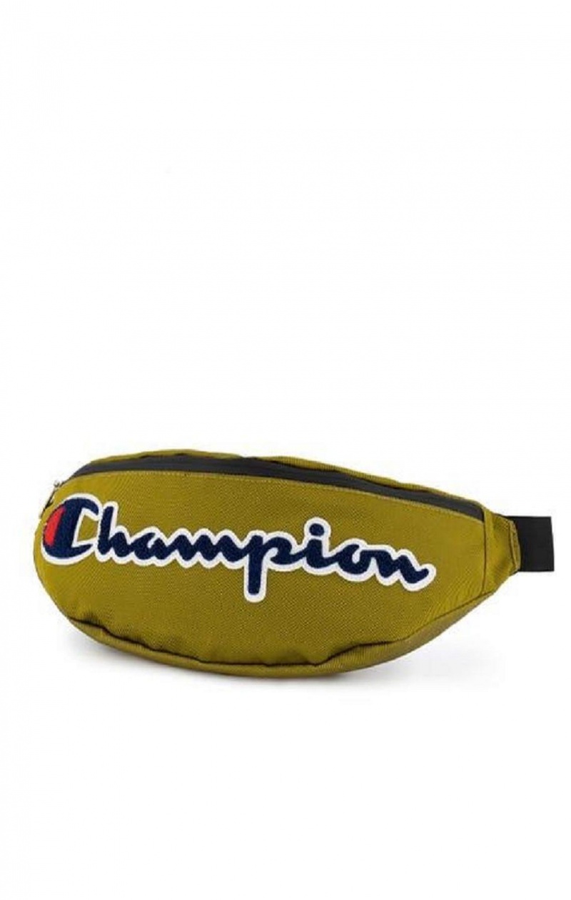 Champion Script Logo Faux Læder Belt Bag Tasker Herre Guld | 6974-HPZGE