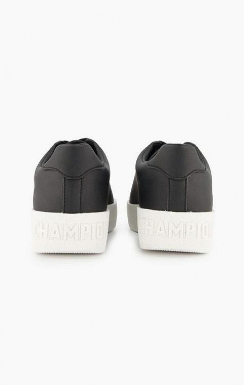 Champion Script Logo Faux Læder Platform Trainers Sportssko Dame Sort | 0726-HBKCA