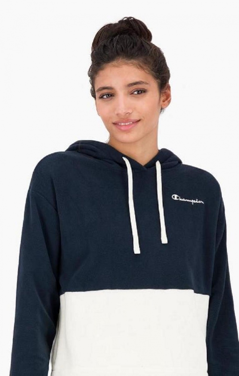 Champion Script Logo Fleece Hoodie Hættetrøje Dame Mørkeblå | 2048-PVRKU