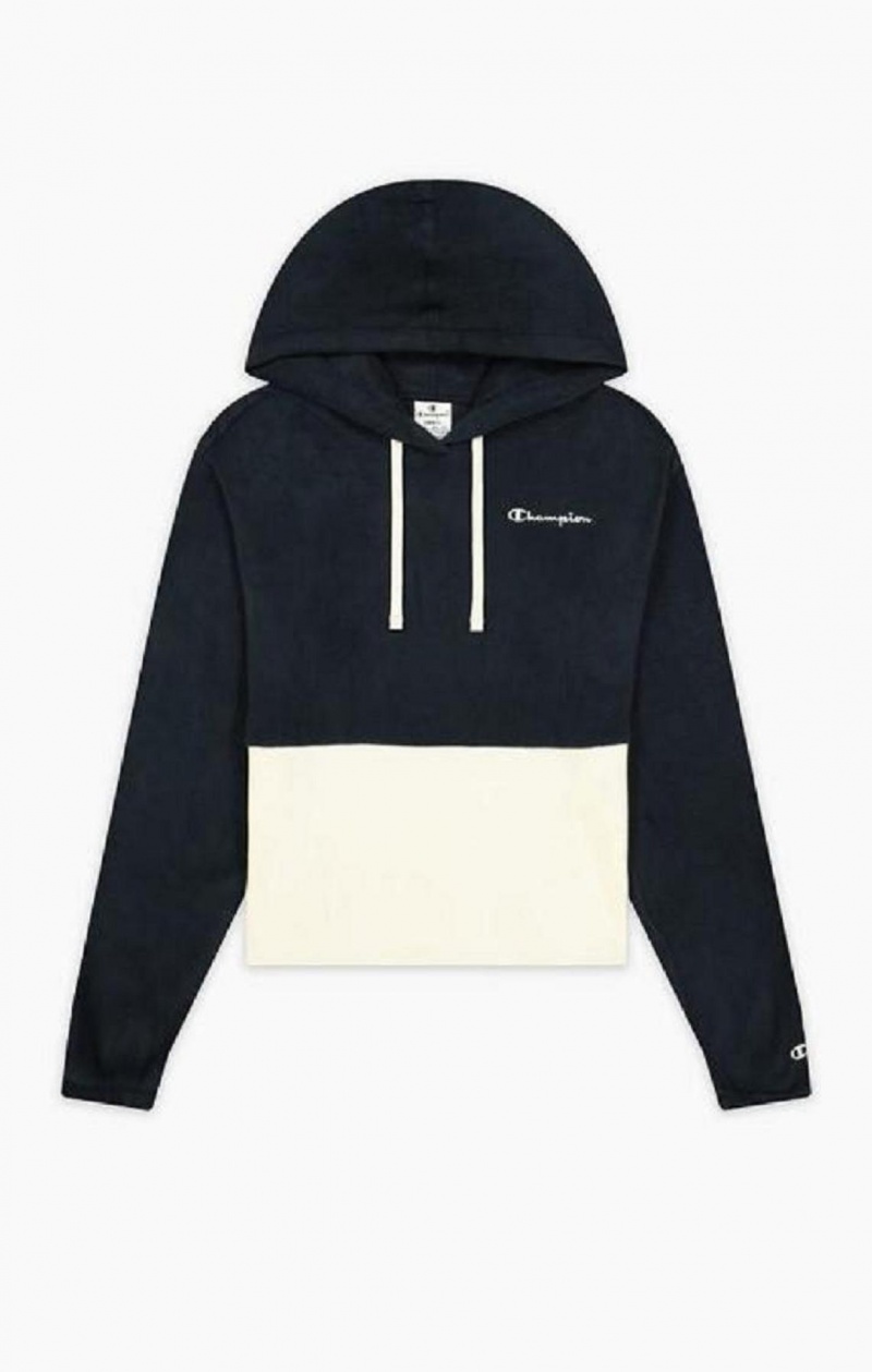 Champion Script Logo Fleece Hoodie Hættetrøje Dame Mørkeblå | 2048-PVRKU