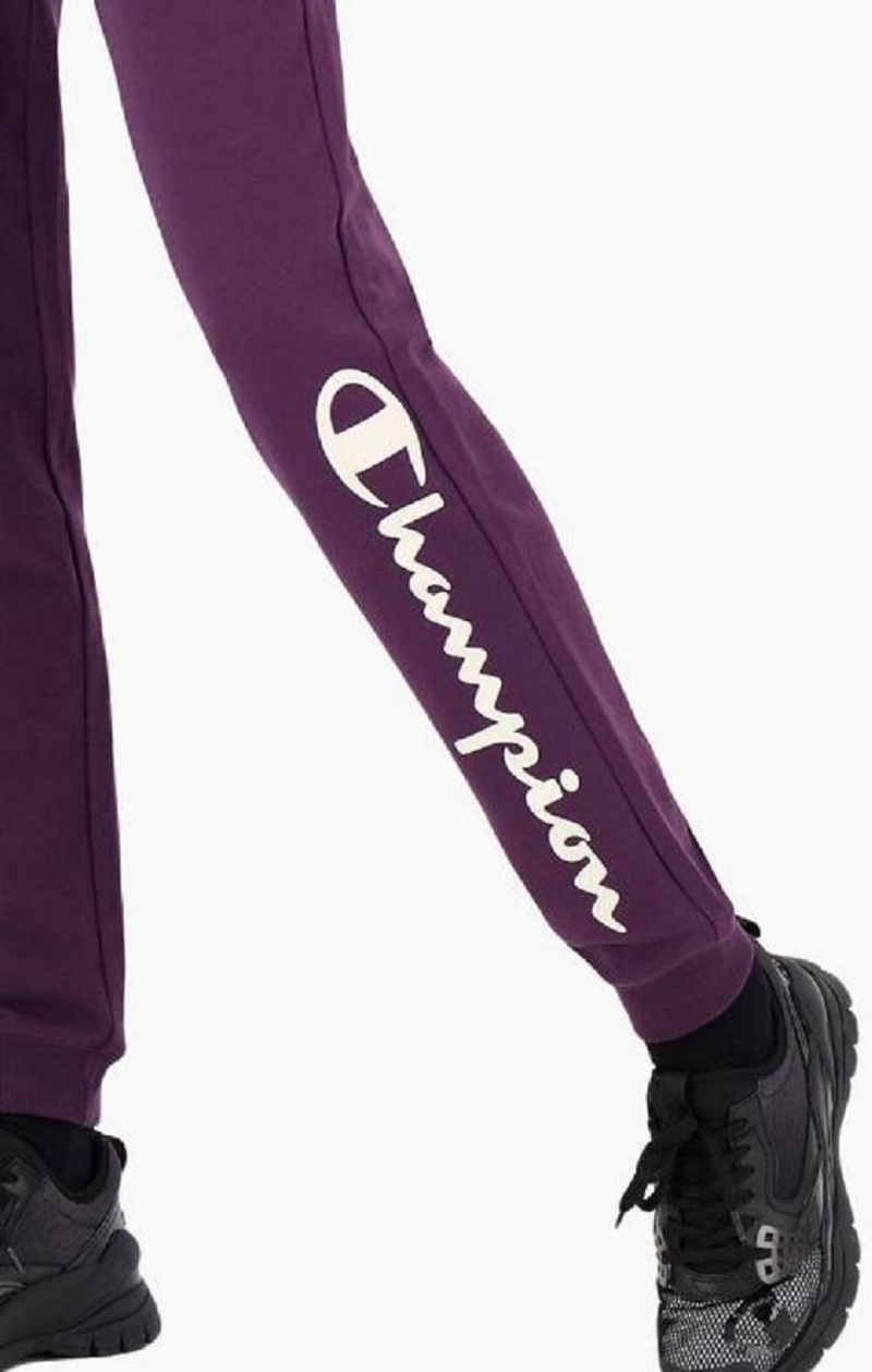 Champion Script Logo Fleece Joggers Joggingbukser Dame Mørkelilla | 2094-OATCI