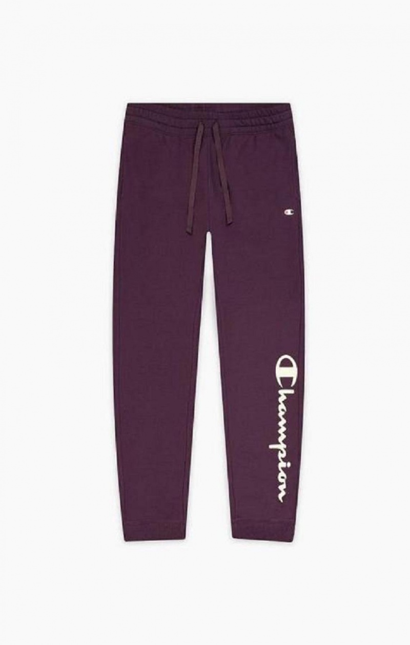 Champion Script Logo Fleece Joggers Joggingbukser Dame Mørkelilla | 2094-OATCI