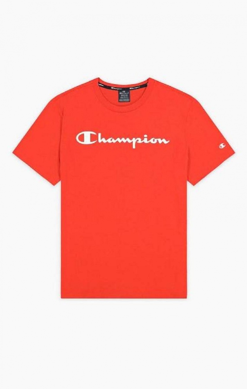 Champion Script Logo Jersey T-Shirt T Shirts Herre Rød | 7359-MLXVQ