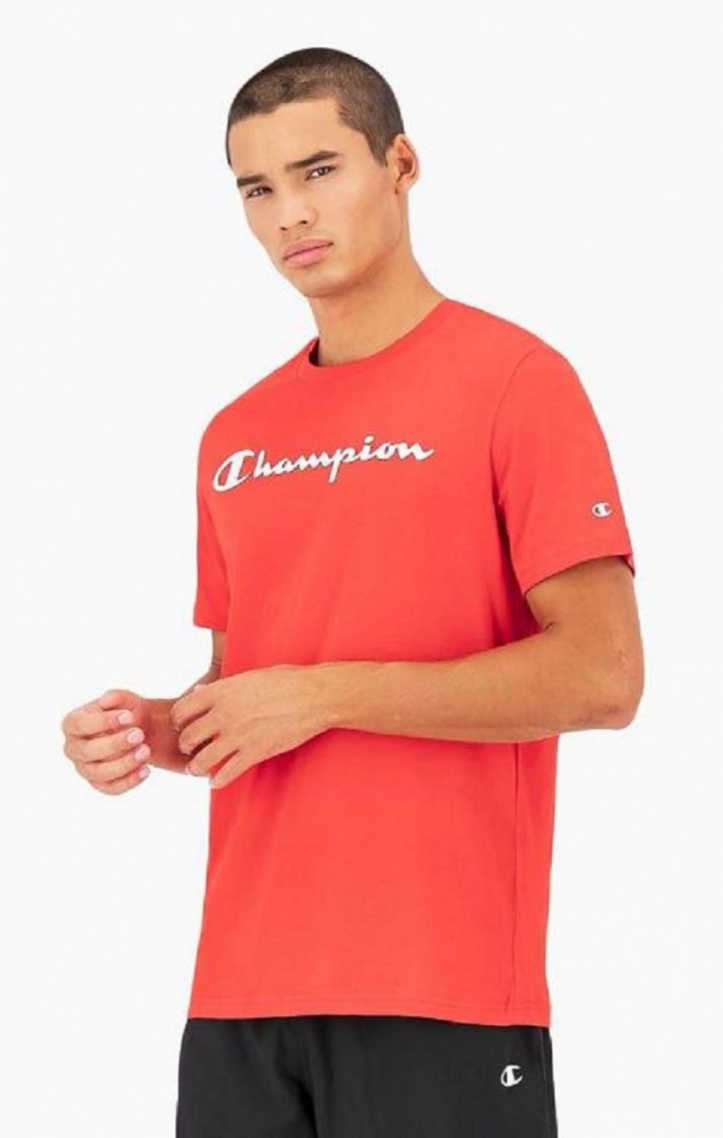 Champion Script Logo Jersey T-Shirt T Shirts Herre Rød | 7359-MLXVQ