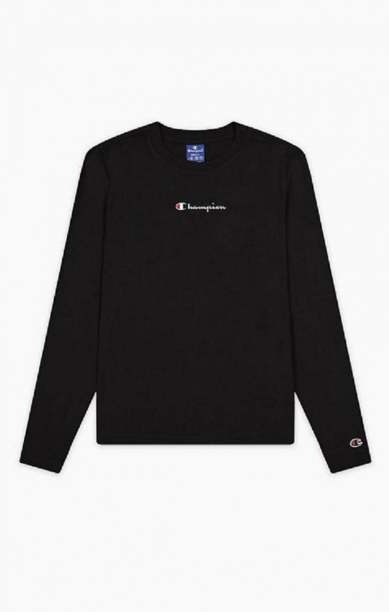 Champion Script Logo Long Sleeve T-Shirt T Shirts Dame Sort | 0613-DWHRP