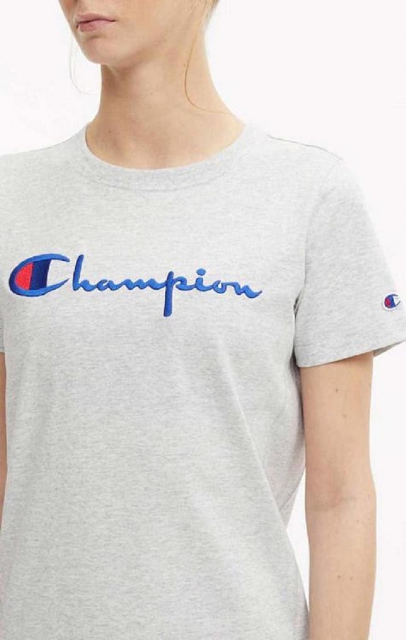 Champion Script Logo Midi T-Shirt Kjole Kjole Dame Lysegrå | 0847-BXRGL