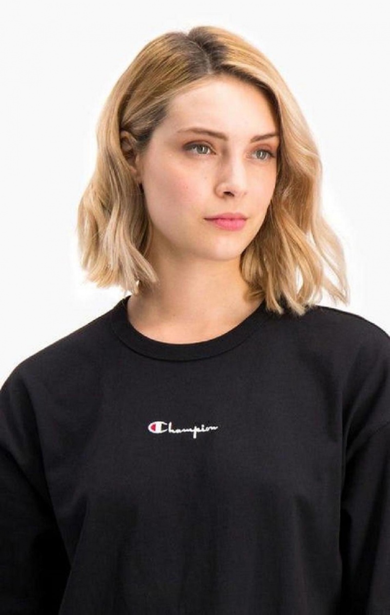 Champion Script Logo Midi T-Shirt Kjole Kjole Dame Sort | 5937-WVBPN