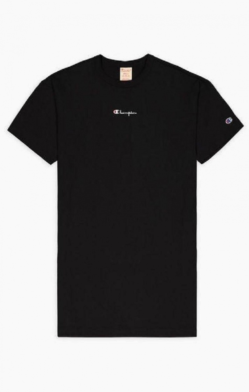 Champion Script Logo Midi T-Shirt Kjole Kjole Dame Sort | 5937-WVBPN