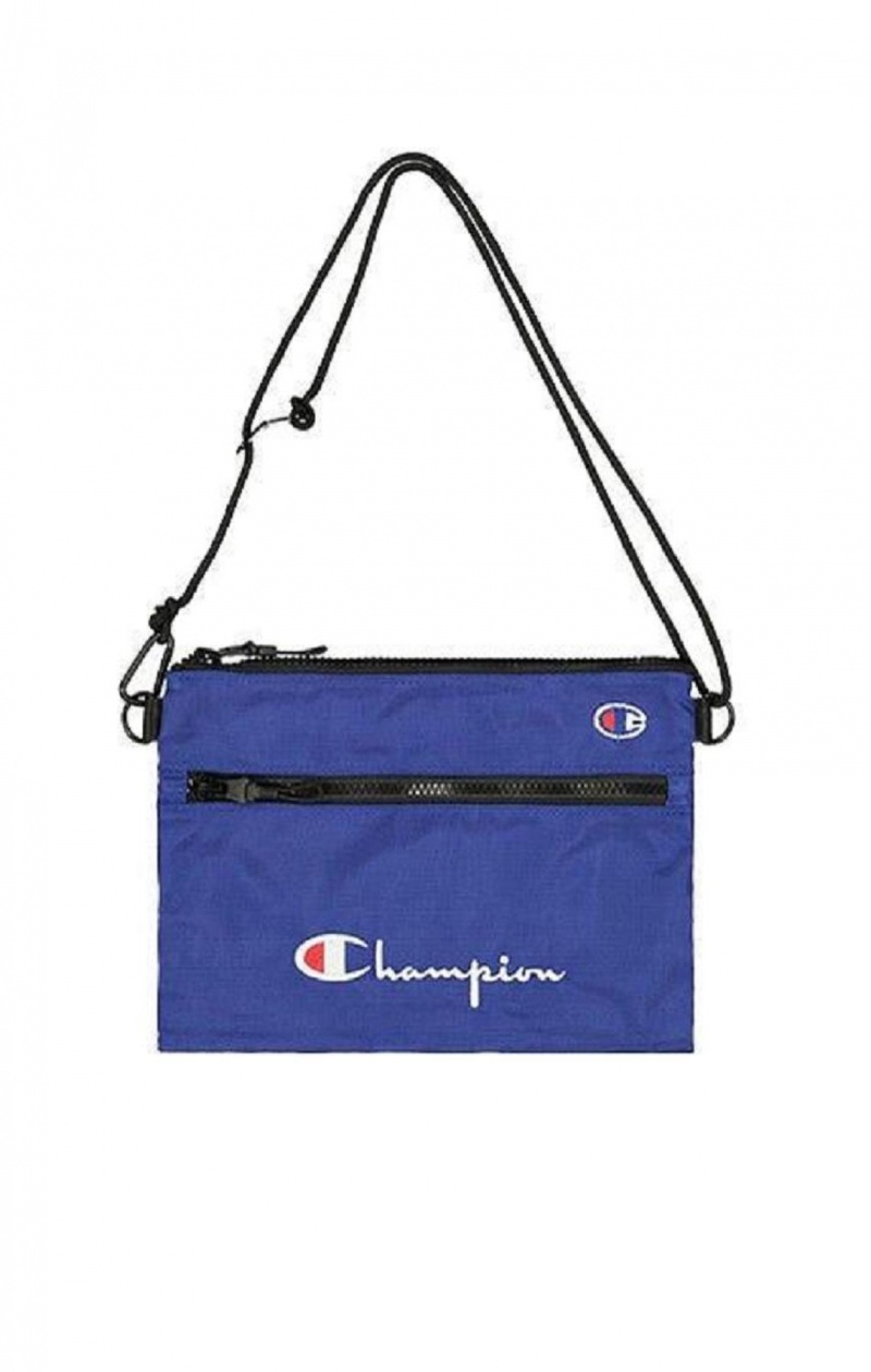 Champion Script Logo Mini Shoulder Bag Tasker Dame Blå | 1284-KYFPN