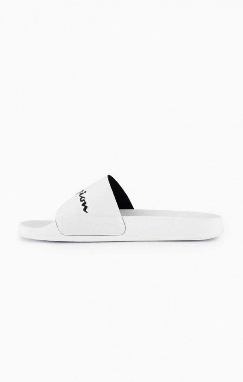 Champion Script Logo Pool Slides Badesandaler Herre Hvide | 4523-YLAHD