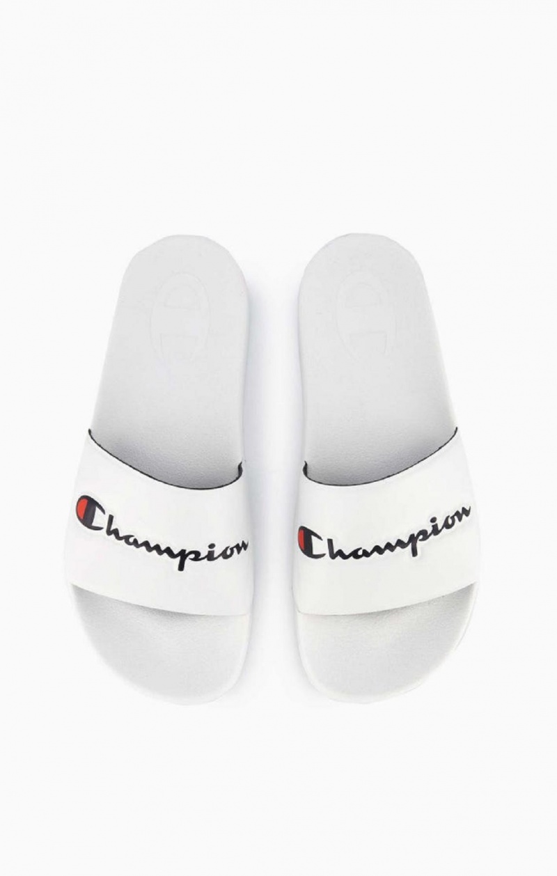 Champion Script Logo Pool Slides Badesandaler Herre Hvide | 4523-YLAHD