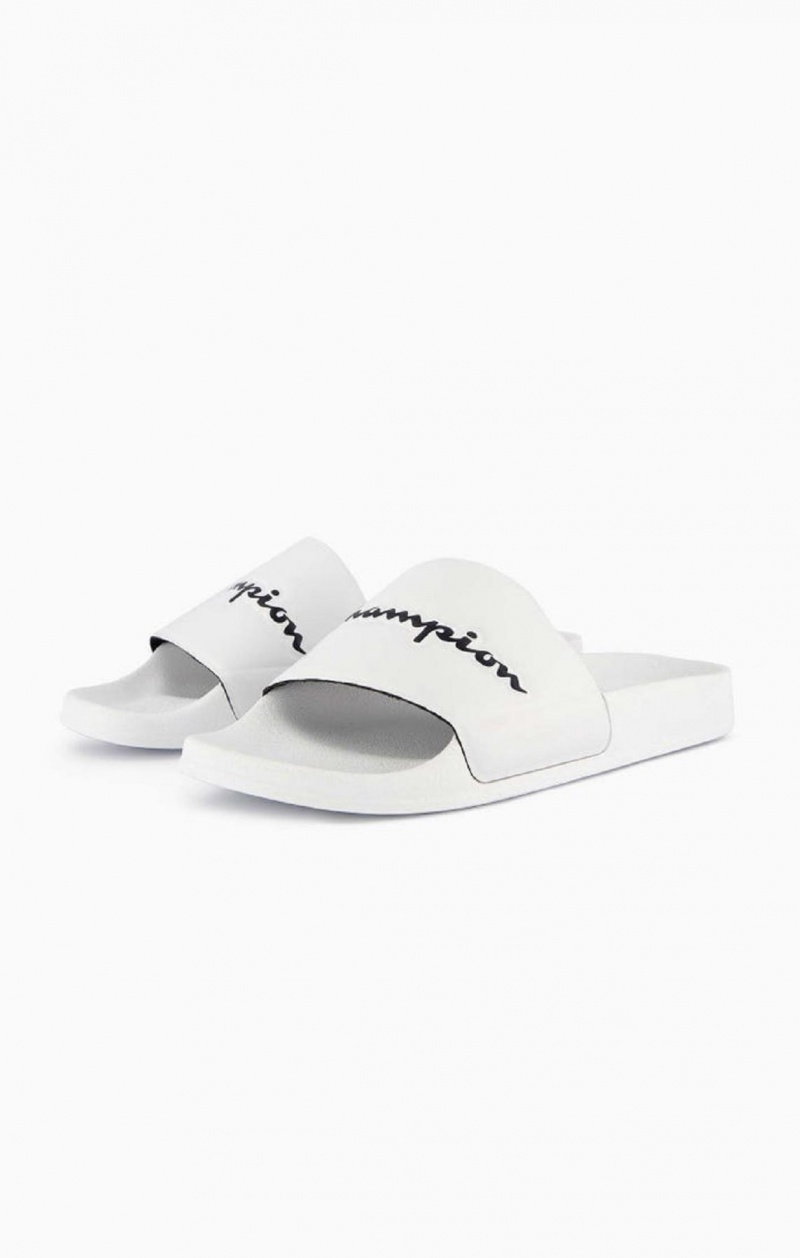 Champion Script Logo Pool Slides Badesandaler Herre Hvide | 4523-YLAHD