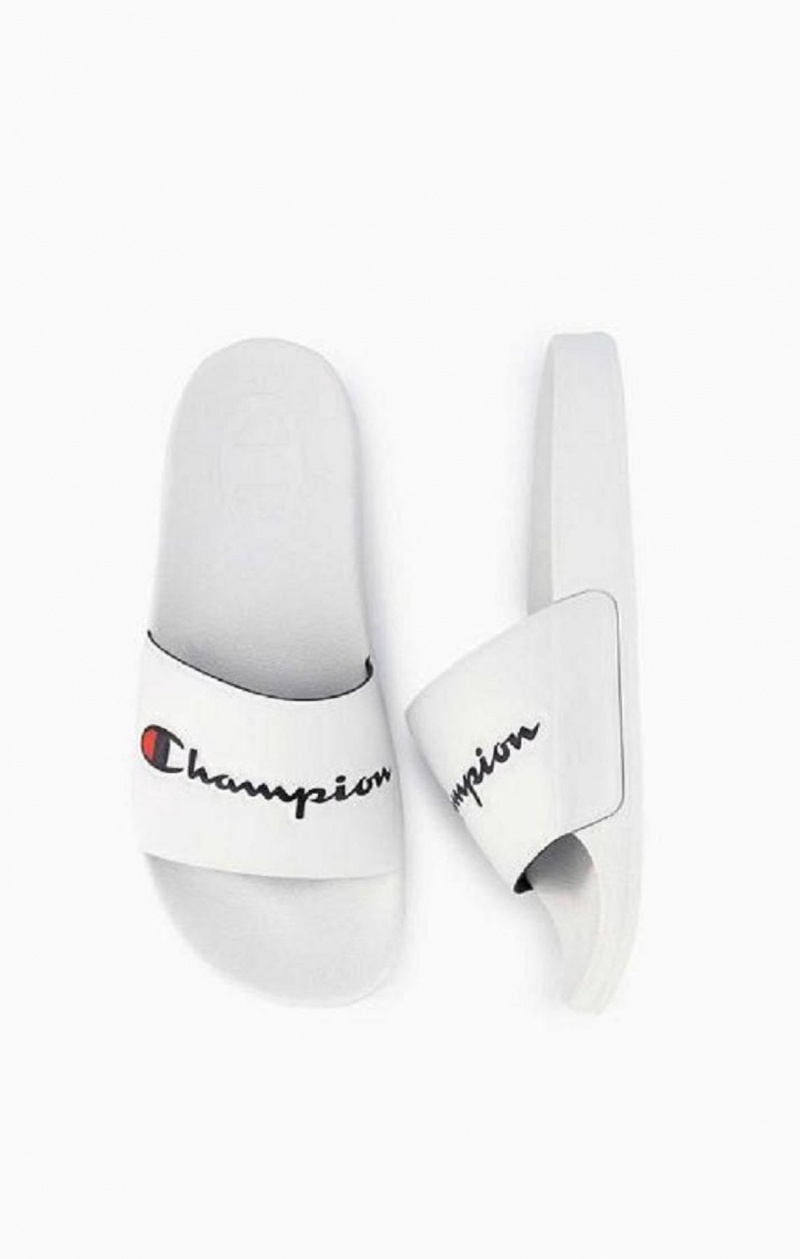 Champion Script Logo Pool Slides Badesandaler Dame Hvide | 1634-PVIOT