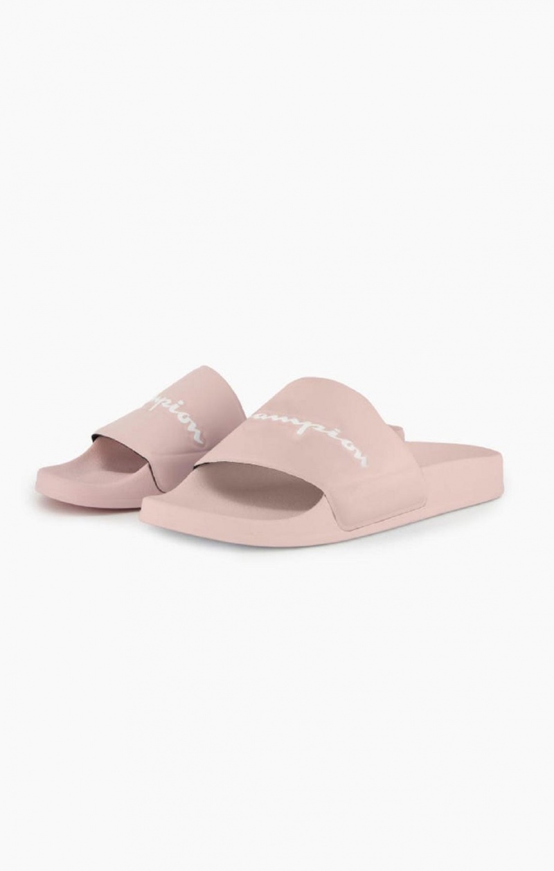 Champion Script Logo Pool Slides Badesandaler Dame Lyserød | 4723-IQSJU