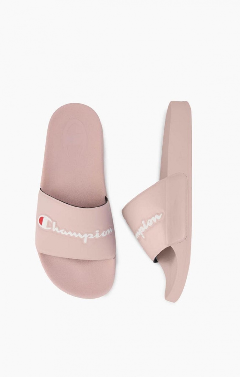 Champion Script Logo Pool Slides Badesandaler Dame Lyserød | 4723-IQSJU