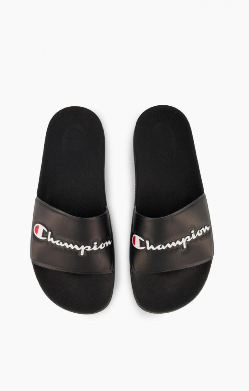 Champion Script Logo Pool Slides Badesandaler Dame Sort | 7480-CLBKH