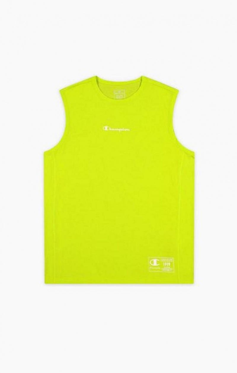 Champion Script Logo Print Jersey Tank Top T Shirts Herre Olivengrøn Grøn | 6845-SBPAY