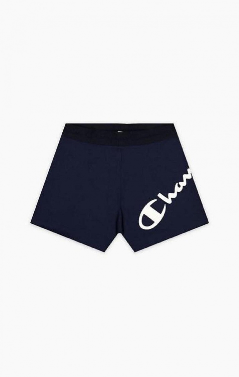 Champion Script Logo Print Shorts Shorts Dame Mørkeblå | 8307-EXLJI