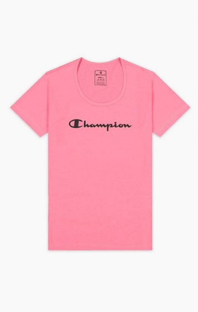 Champion Script Logo Quick Dry Trænings T-Shirt T Shirts Dame Fuchsia | 1925-GBZYP