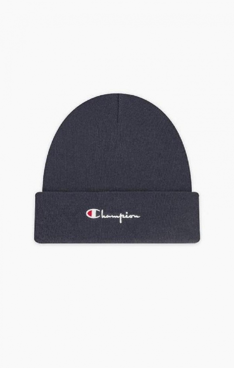 Champion Script Logo Recycled Yarn Beanie Hat Hatte Herre Mørketurkis | 3042-ATOPD