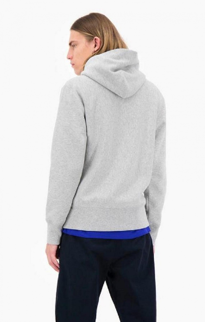 Champion Script Logo Reverse Weave Hoodie Hættetrøje Herre Lysegrå | 5287-YJZKI