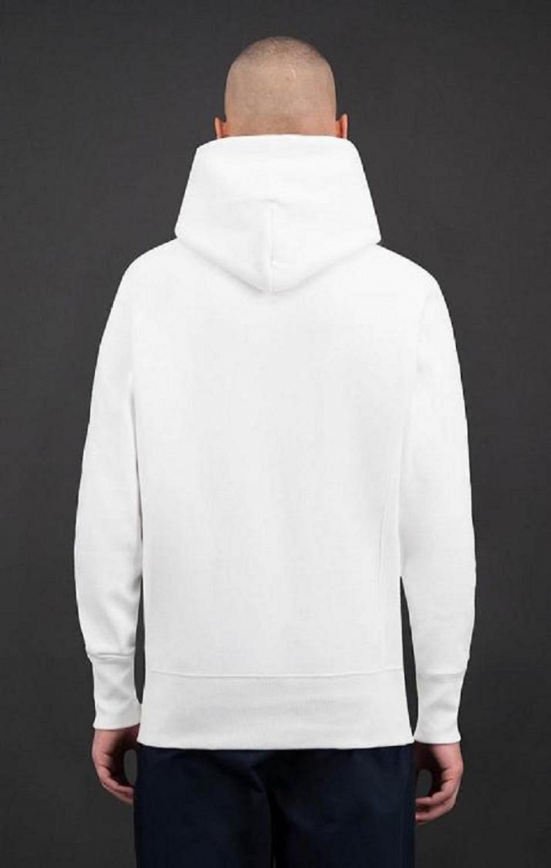 Champion Script Logo Reverse Weave Hoodie Hættetrøje Herre Hvide | 7904-KBQIU