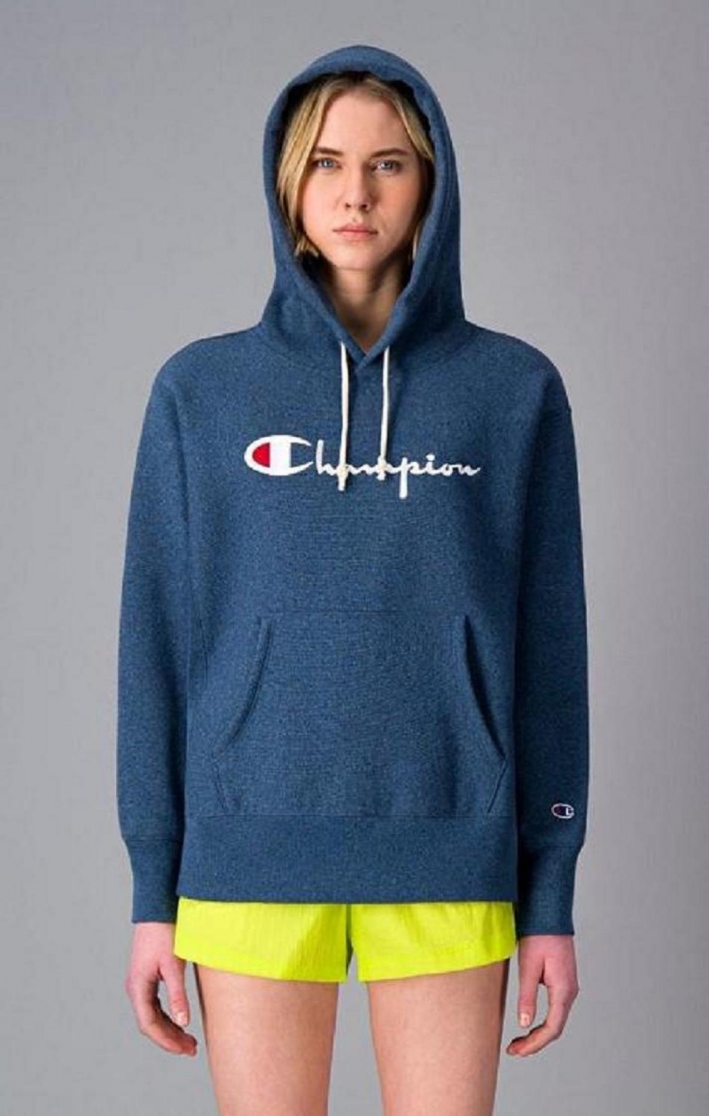 Champion Script Logo Reverse Weave Hoodie Hættetrøje Dame Turkis | 4081-GHQXI