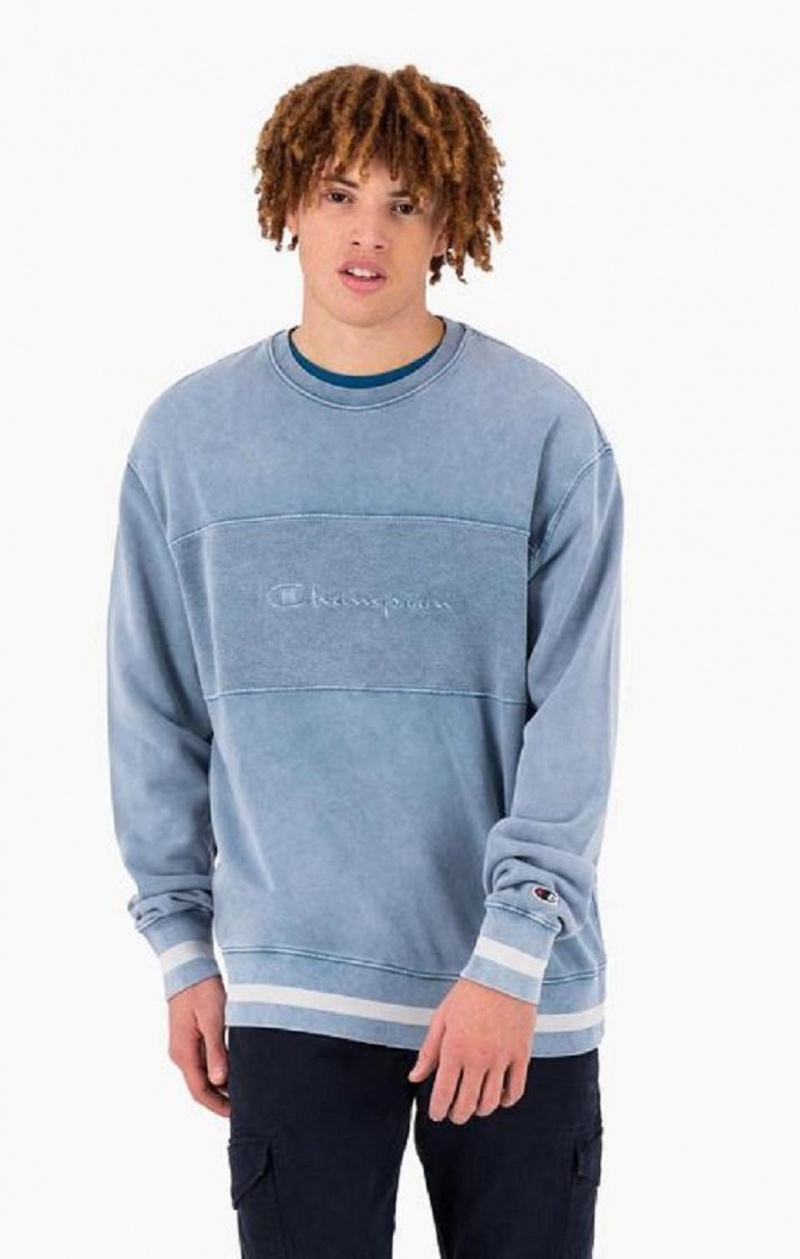 Champion Script Logo Reverse Weave Sweatshirt Sweatshirts Herre Blå | 6918-FCTJR