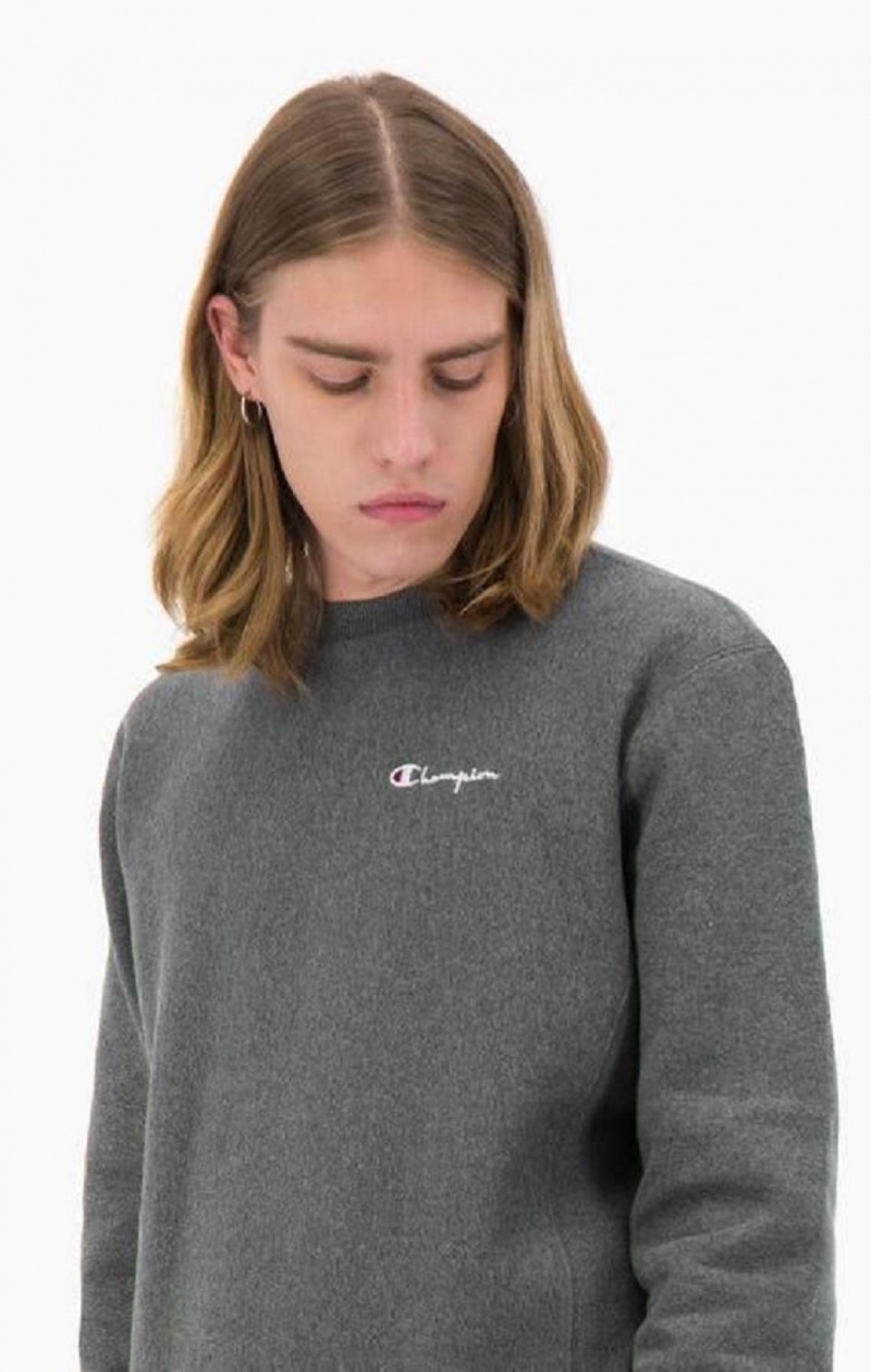 Champion Script Logo Reverse Weave Sweatshirt Sweatshirts Herre Mørkegrå | 6182-EHKOM