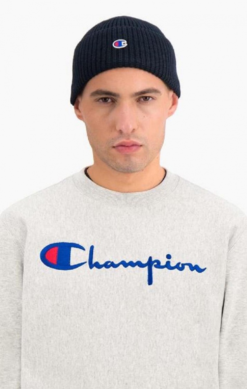 Champion Script Logo Reverse Weave Sweatshirt Sweatshirts Herre Grå | 0942-TYHUV