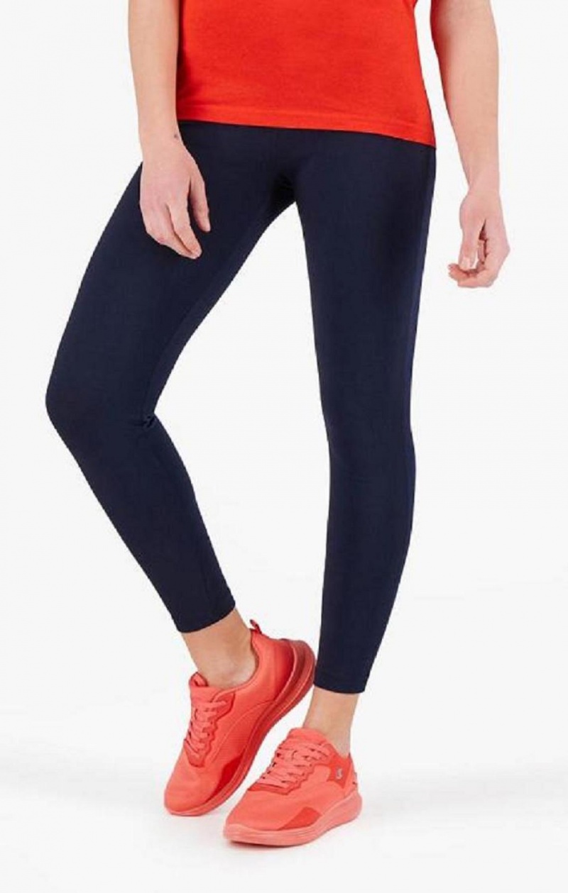 Champion Script Logo Stretch Bomulds Leggings Joggingbukser Dame Mørkeblå | 2874-DSFNM