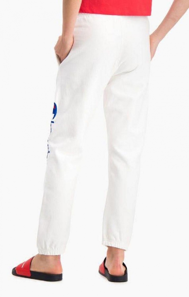 Champion Script Logo Stretch Reverse Weave Joggers Joggingbukser Dame Hvide | 7536-SOBWF