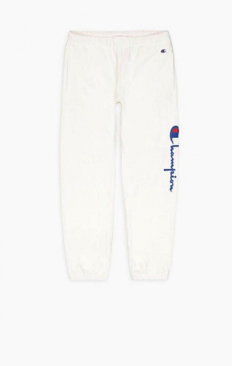 Champion Script Logo Stretch Reverse Weave Joggers Joggingbukser Dame Hvide | 7536-SOBWF