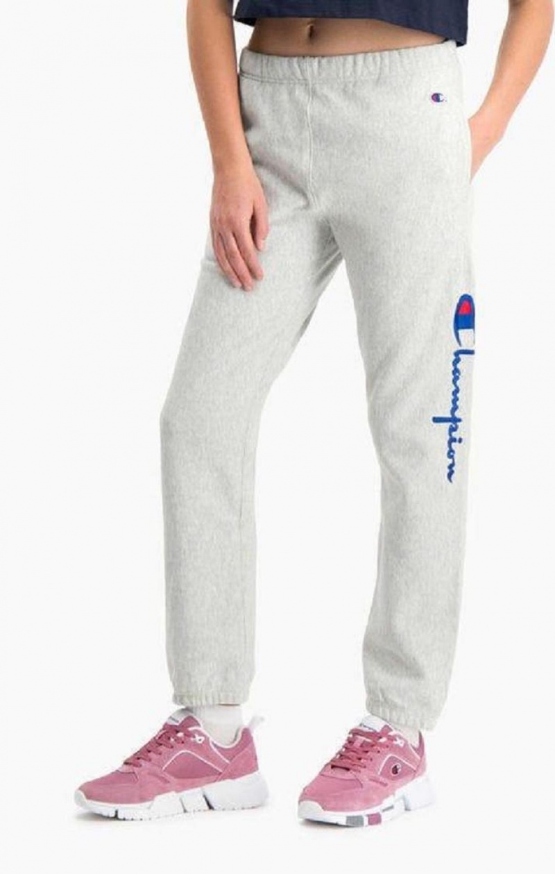 Champion Script Logo Stretch Reverse Weave Joggers Joggingbukser Dame Hvide | 7536-SOBWF