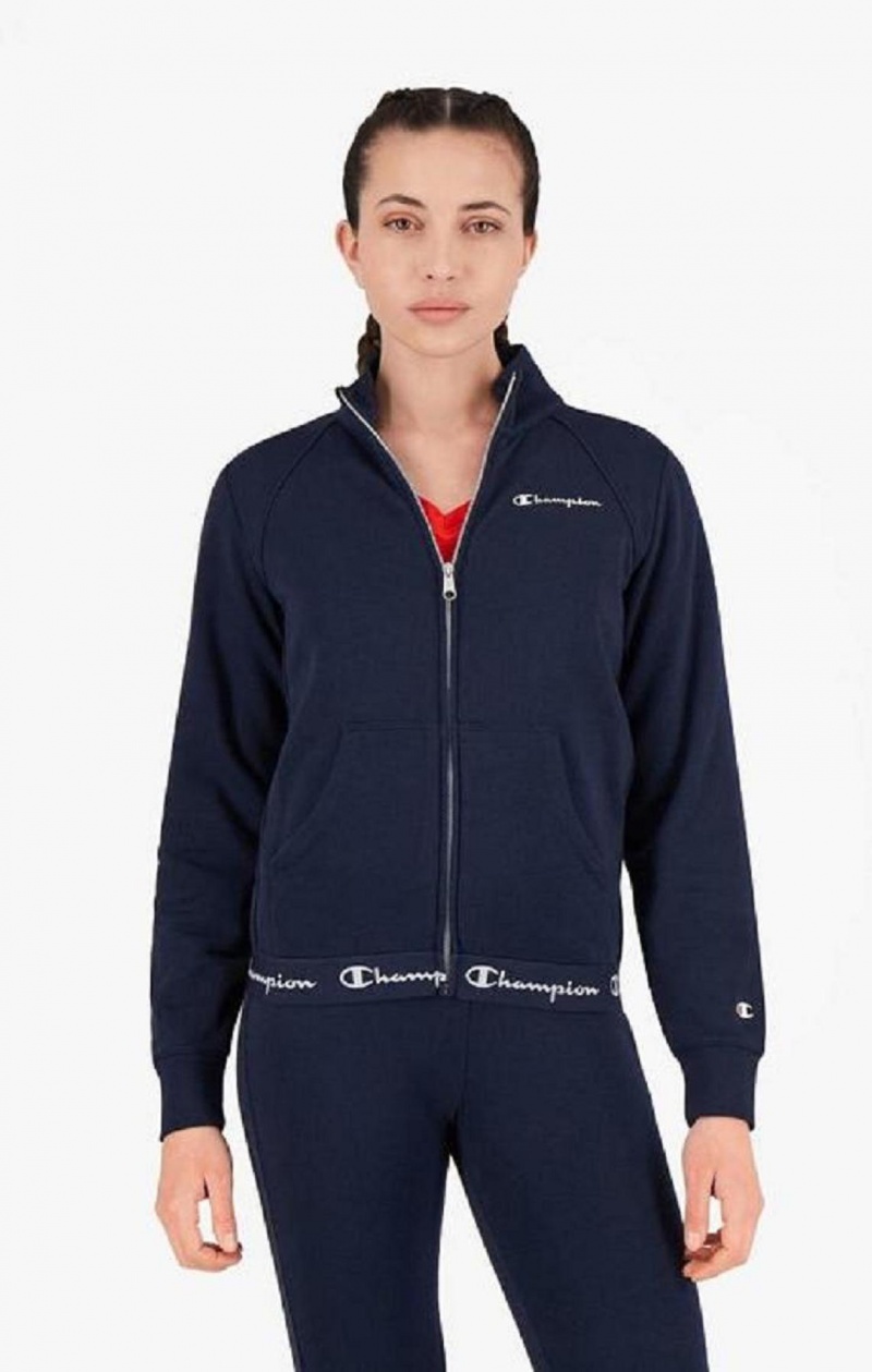 Champion Script Logo Talje Zip-Up Sweatsuit Joggingbukser Dame Mørkeblå | 4825-KQYXD