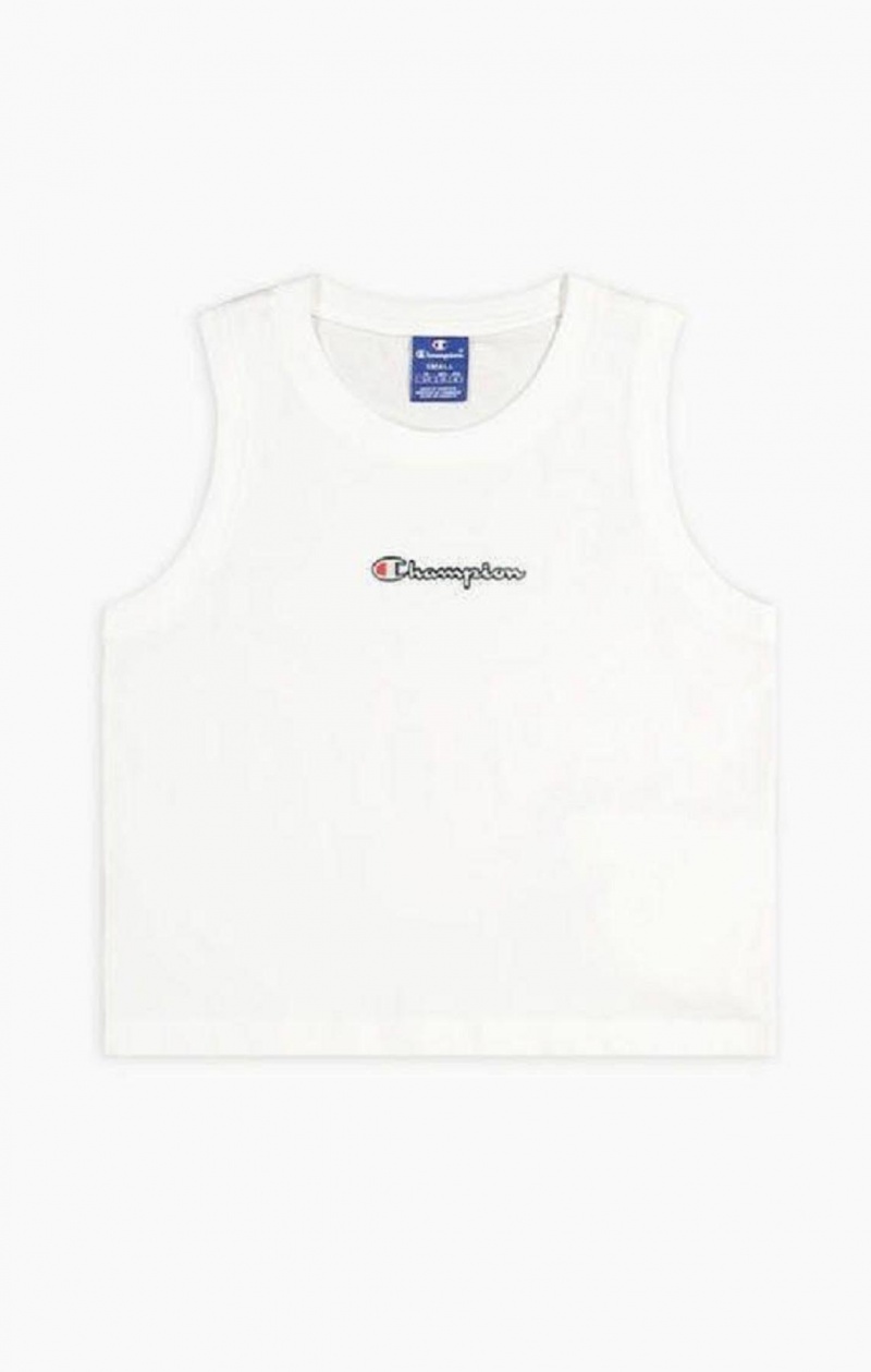 Champion Script Logo Tank Top T Shirts Dame Hvide | 7596-VYTXE