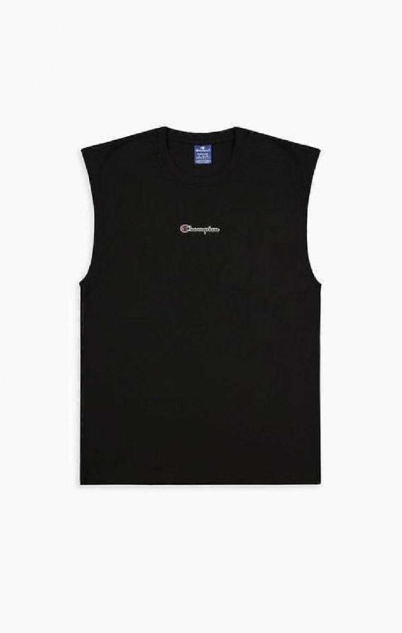 Champion Script Logo Top T Shirts Herre Sort | 7068-FVXAE