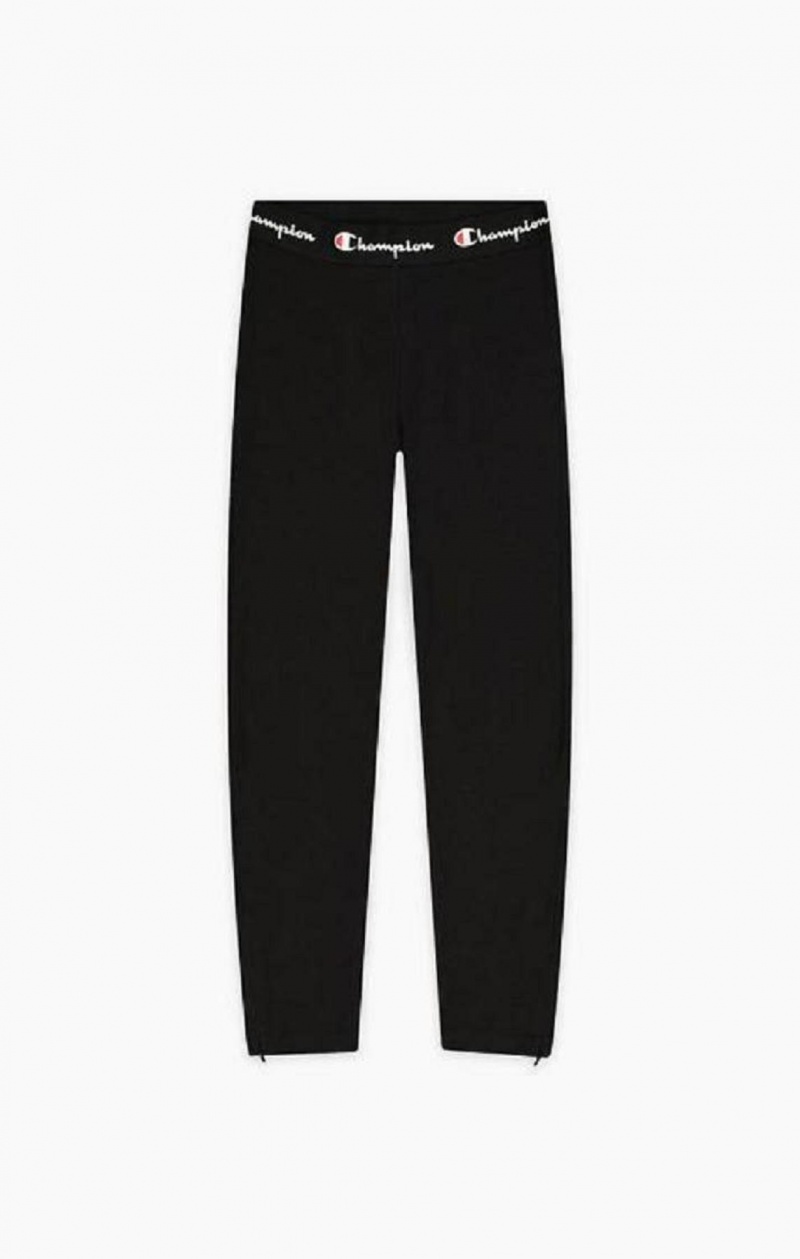 Champion Script Logo Waisy Zip Detail Leggings Joggingbukser Dame Sort | 6123-TXPCF