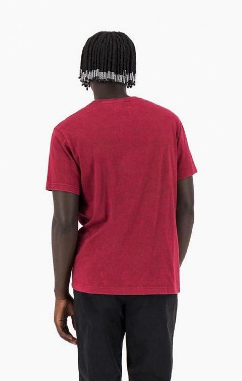 Champion Script Logo Washed T-Shirt T Shirts Herre Bordeaux | 5428-LSTPU