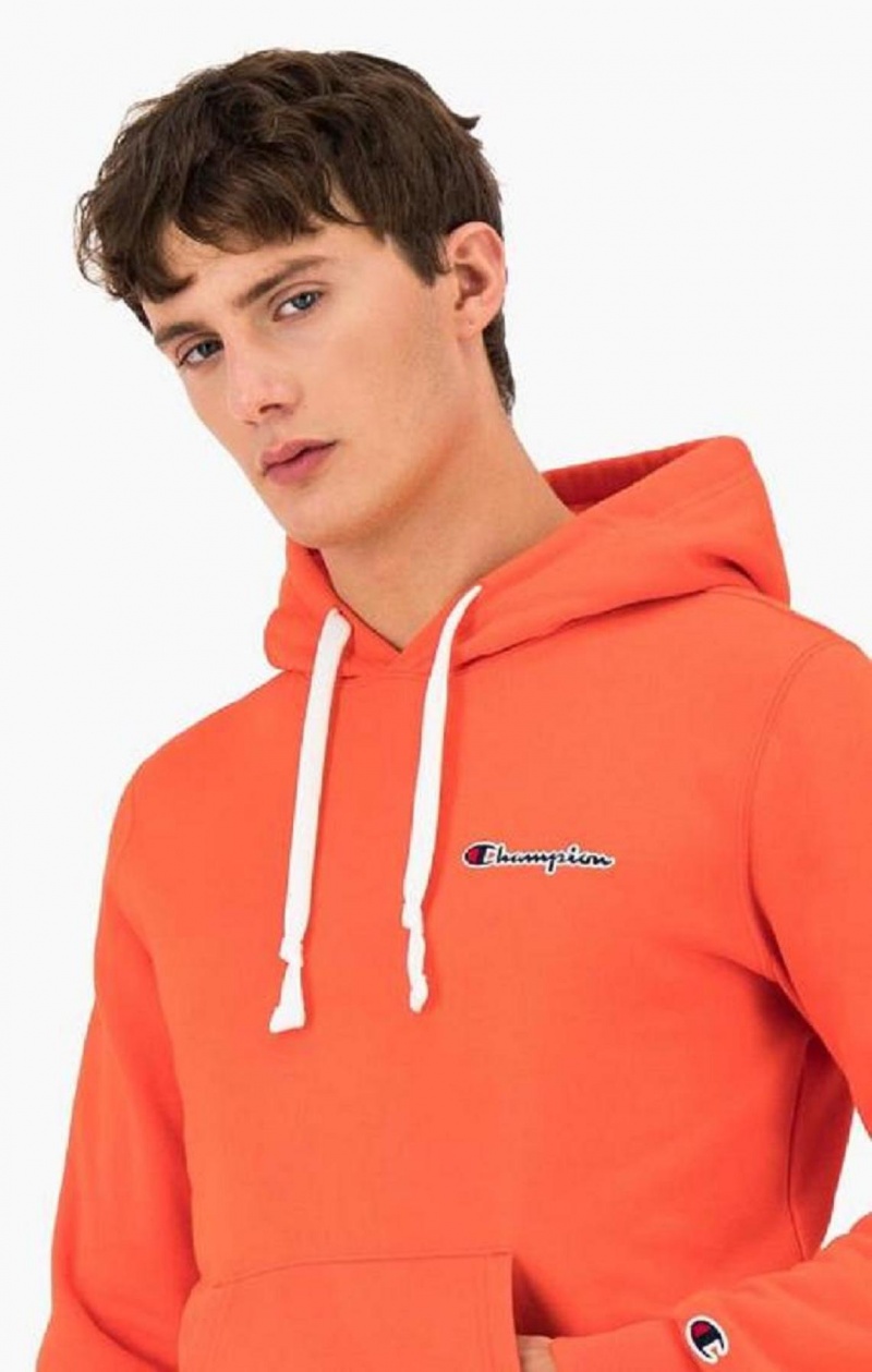 Champion Small Script Logo Hoodie Hættetrøje Herre Rød | 2937-QZVEP