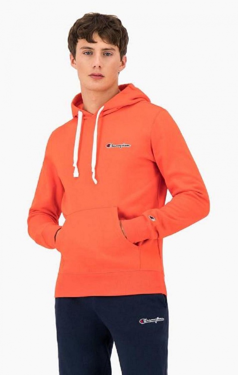 Champion Small Script Logo Hoodie Hættetrøje Herre Rød | 2937-QZVEP