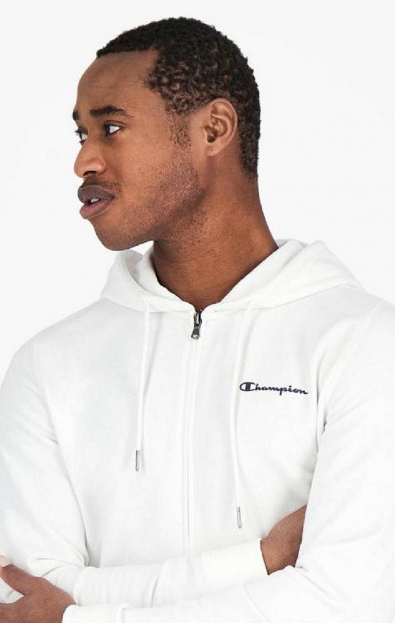 Champion Small Script Logo Hoodie Hættetrøje Herre Hvide | 2109-EGZCH