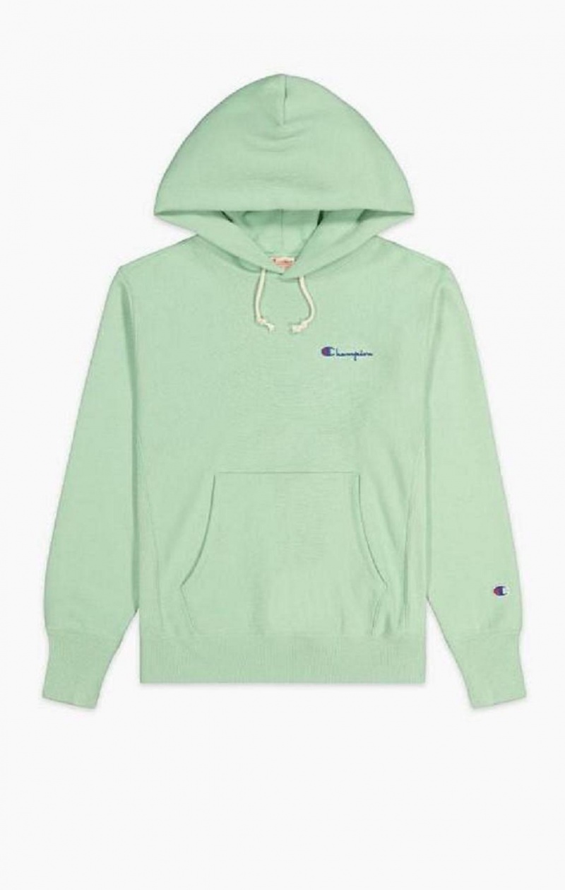 Champion Small Script Logo Hoodie Hættetrøje Dame Lysegrøn | 3289-AIVBD