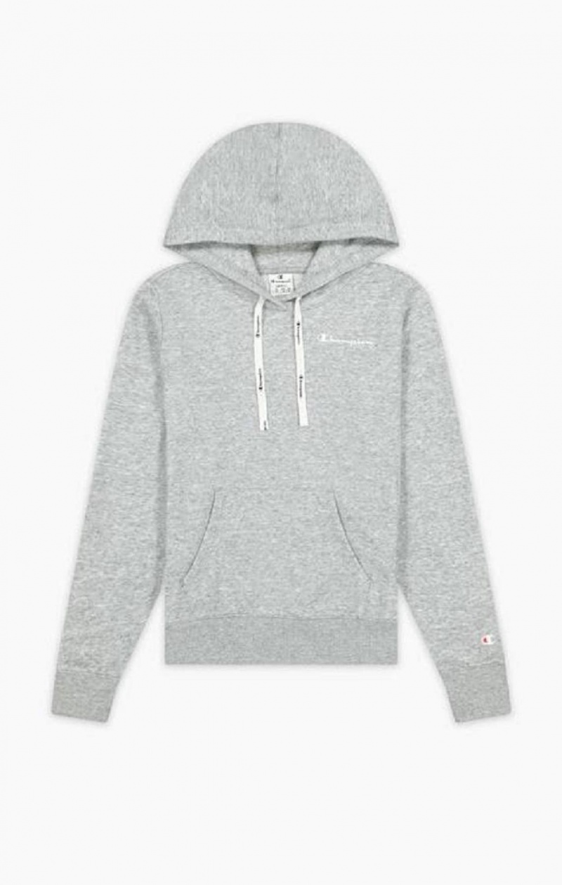 Champion Small Script Logo Hoodie Hættetrøje Dame Lysegrå | 6041-NQPZI