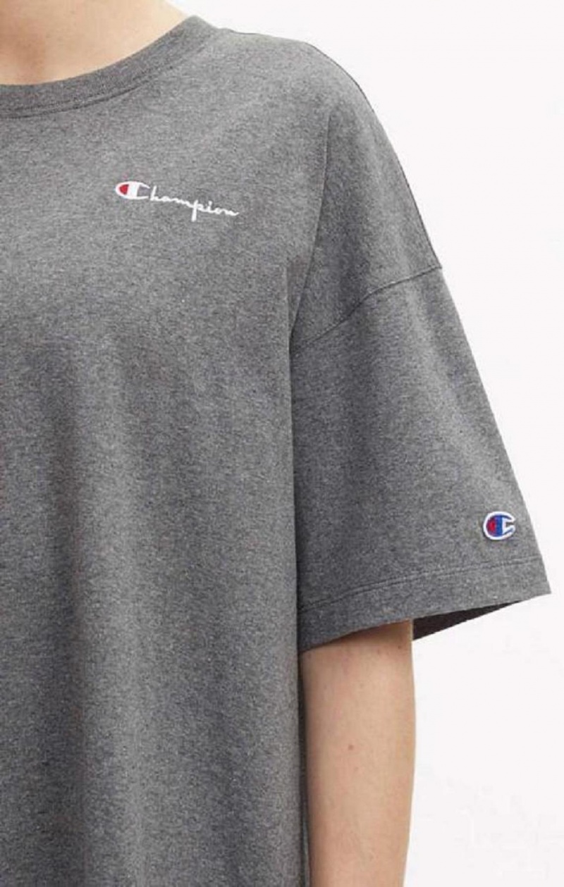 Champion Small Script Logo Oversized T-Shirt Kjole Kjole Dame Mørkegrå | 8520-YXRBU