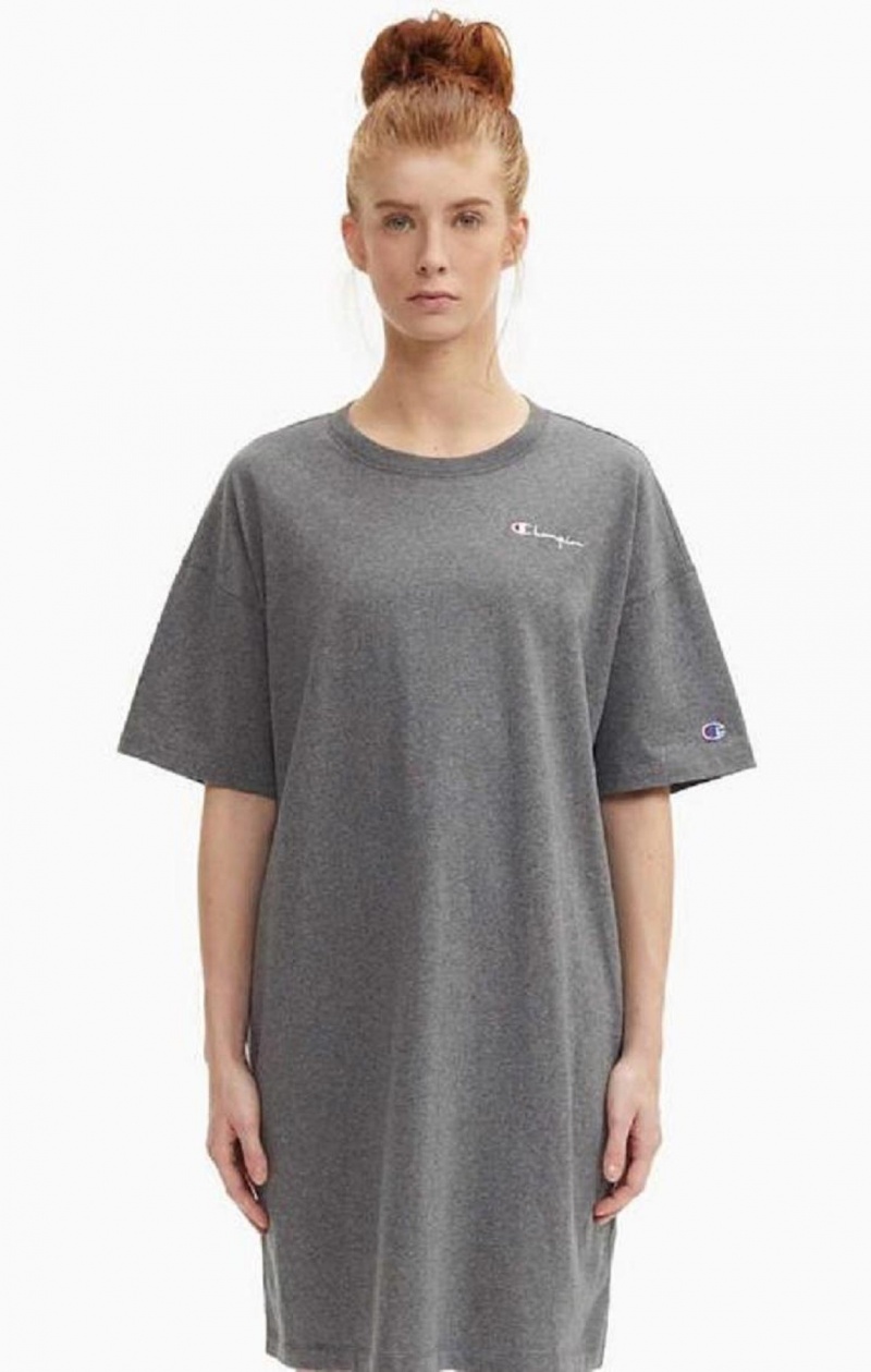 Champion Small Script Logo Oversized T-Shirt Kjole Kjole Dame Mørkegrå | 8520-YXRBU